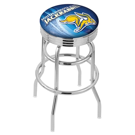 Holland Bar Stool Co 25" Chrome 2-Ring South Dakota State Swivel Bar Stool, Accent Ring L7C3C25SDakSt-D2
